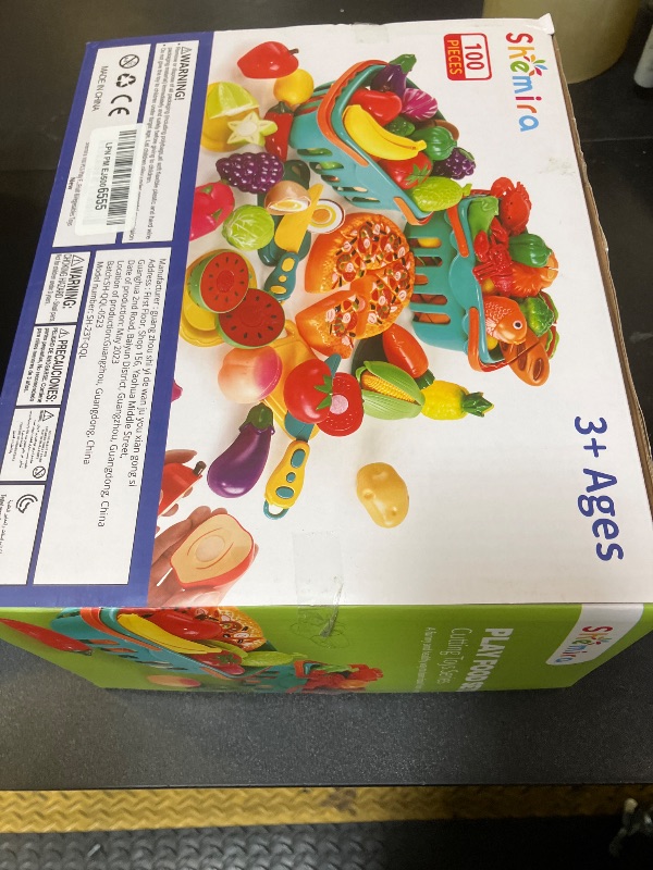 Photo 1 of 100 PCS Cutting Play Food Toy for Kids Kitchen, Pretend Food Toys for Toddlers, Play Kitchen Toys Accessories with 2 Baskets, Fake Food/Fruit/Vegetable, Birthday Gifts for 3 4 5 Years Old Boys Girls