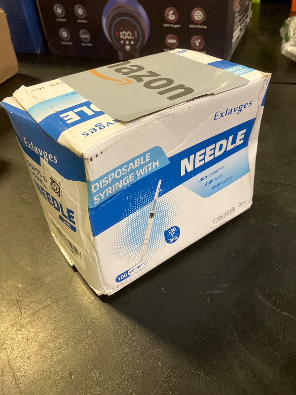 Photo 1 of 100 Pack Disposable 3ml/cc Lab Syringes with 23Ga 1 Inch Needle Luer Lock, Individually Sealed Packed