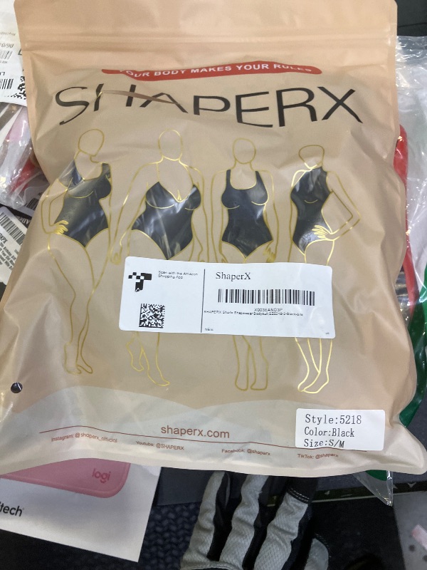 Photo 1 of SHAPERX Women's Shapewear Bodysuit Tummy Control Body Shaper Seamless Sculpting Snatched Waist Body Suit,SZ5218-2-Black-S/M(One piece)