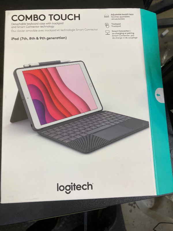 Photo 1 of Logitech Combo Touch for iPad (7th, 8th and 9th generation) keyboard case with trackpad, wireless keyboard, Smart Connector technology - Graphite