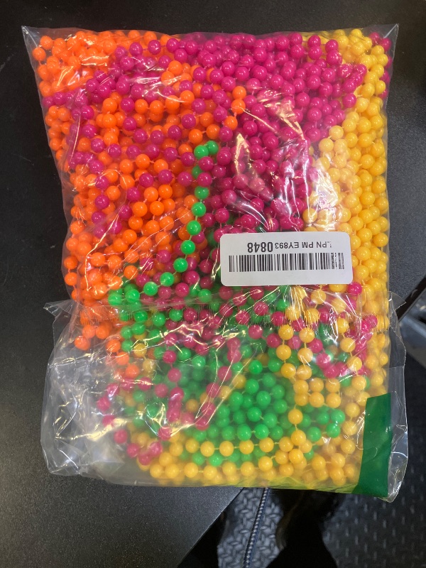 Photo 1 of Ecally 48 Pieces Glow in the Dark UV Neon Bead Necklaces Glow Party Supplies 80s UV Black Light Neon Accessories Necklaces Bulk for Birthday Decorations Wedding Party Halloween