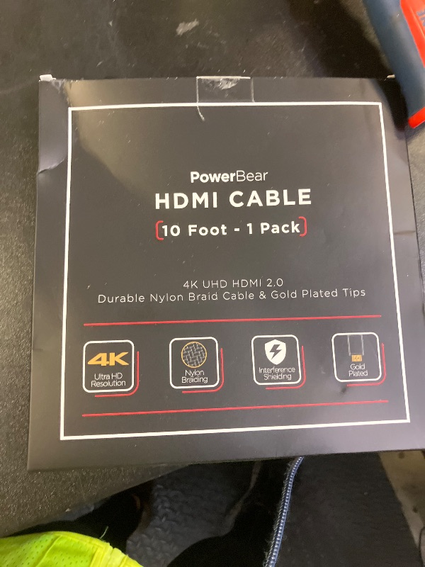Photo 1 of PowerBear 4K HDMI Cable 10 ft | High Speed Hdmi Cables, Braided Nylon & Gold Connectors, 4K @ 60Hz, Ultra HD, 2K, 1080P, ARC & CL3 Rated | for Laptop, Monitor, PS5, PS4, Xbox One, Fire TV, & More