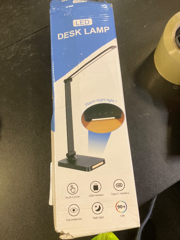 Photo 1 of LED Desk Lamp with USB Ports,Touch Desk Lamps for Home Office with 5 Color Modes,3 Brightness Desk Light with Small Night Light,Reading Lamp Table Lamp for Bedroom Bedside Study Black ?with adapter?