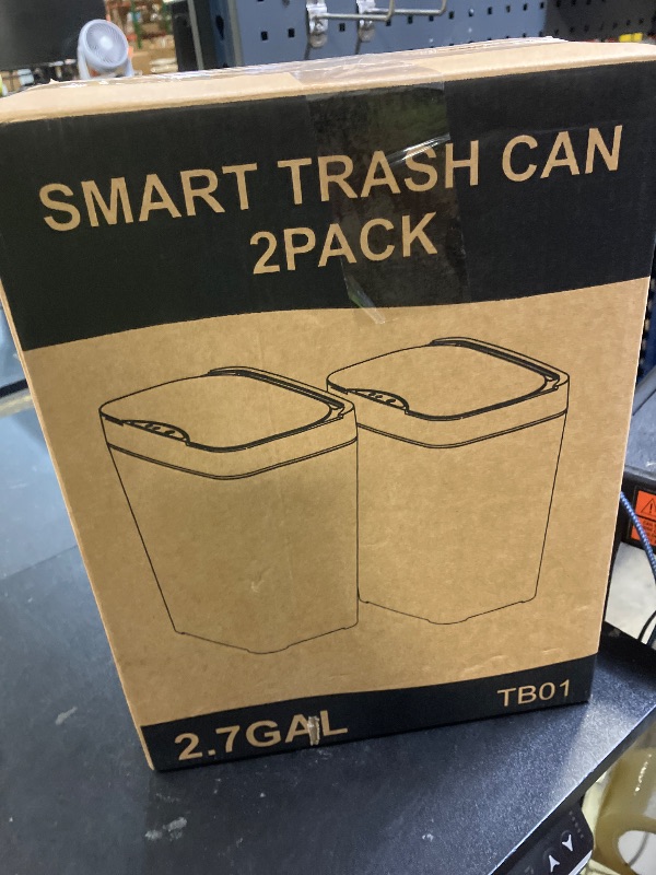 Photo 1 of Vanpopubs 2 Pack 2.7 Gal Bathroom Trash Can with Lid, Automatic Trash Can Small Smart Garbage Can Touchless, Slim Motion Sensor Waterproof Plastic Trash Bins for Bedroom Office Kitchen Toilet