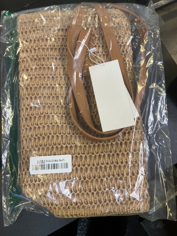 Photo 1 of iSamzan Large Straw Beach Bag: Women's Handwoven Tote with Zipper Pocket - 2025 Lightweight Summer Purse for Travel & Work