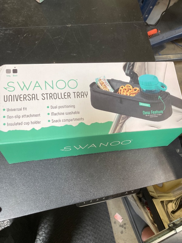 Photo 1 of Universal Stroller Tray with Insulated Sippy Cup Holder - Upgraded Rigid Frame Stays Upright - Exclusive Non Slip Straps Firmly Grip Stroller Bar. Universal Stroller Snack Tray Attachment
