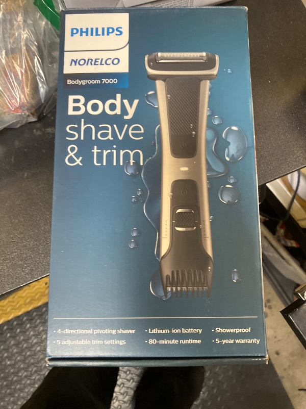 Photo 1 of Philips Norelco Bodygroom 7000 Series, Showerproof Groin and Body Trimmer for Men, Precise Body Grooming, Adjustable Comb, Safe Even Below The Belt, 80 Min. Runtime, Model BG7030/49