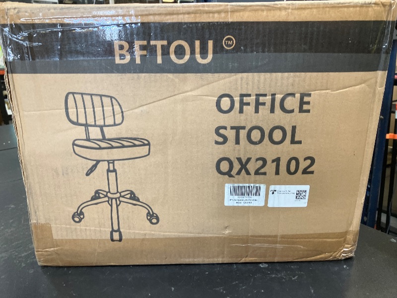 Photo 1 of BFTOU Black Square Swivel Stool with Wheel for Work SPA Shop Massage Height-Adjustable and Cost-Effective Rolling Stool Chair with Back