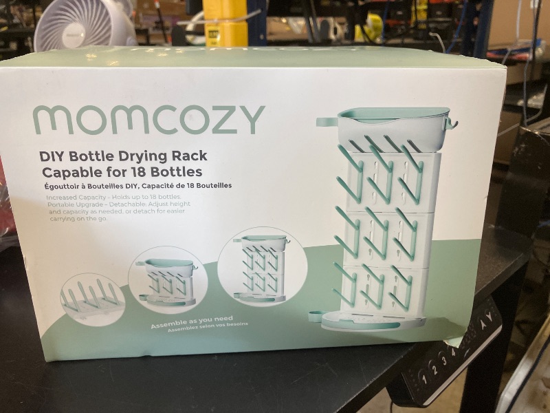 Photo 1 of Momcozy DIY Larger Bottle Drying Rack for 18 Bottles, Space Saving Countertop Vertical Rack with Brushes Holder, Detachable Travel Bottle Rack for Baby Accessories & Pump Parts