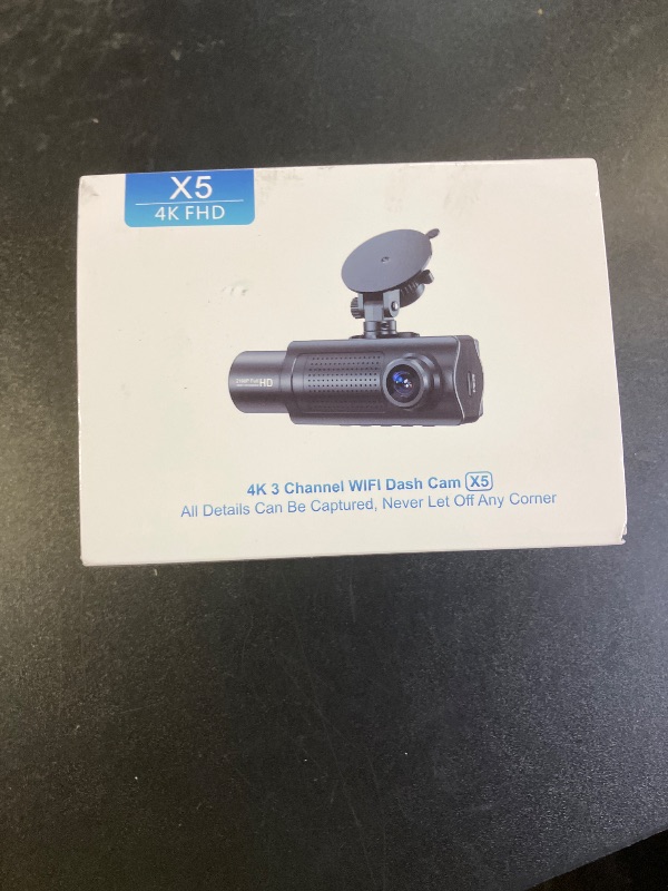 Photo 1 of Miden X5 4K WiFi Dash Cam Front and Rear Inside, 2160P+1080P+1080P FHD 3 Channel Dash Camera for Cars, 360° All Sides Dashcam, Free 64G SD Card, G-Sensor, WDR, Night Vision, 24H Parking Monitor