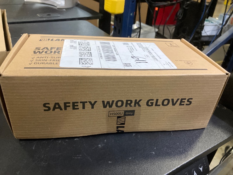 Photo 1 of LANON 18 Pairs Safety Work Gloves, Mechanic Working Gloves for Men,Breathable PU Coated, Seamless Knit,Double Wash, Grey, Large