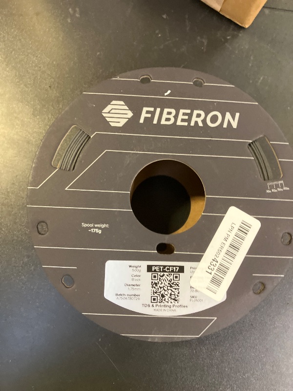 Photo 1 of Polymaker Fiberon PET-CF17 3D Printing Filament Black 1.75mm 0.5kg, Excellent Stable Stiffness - Fiberon Carbon Fiber Reinforced PET 3D Printer Filament, Ideal for Jigs and Fixtures