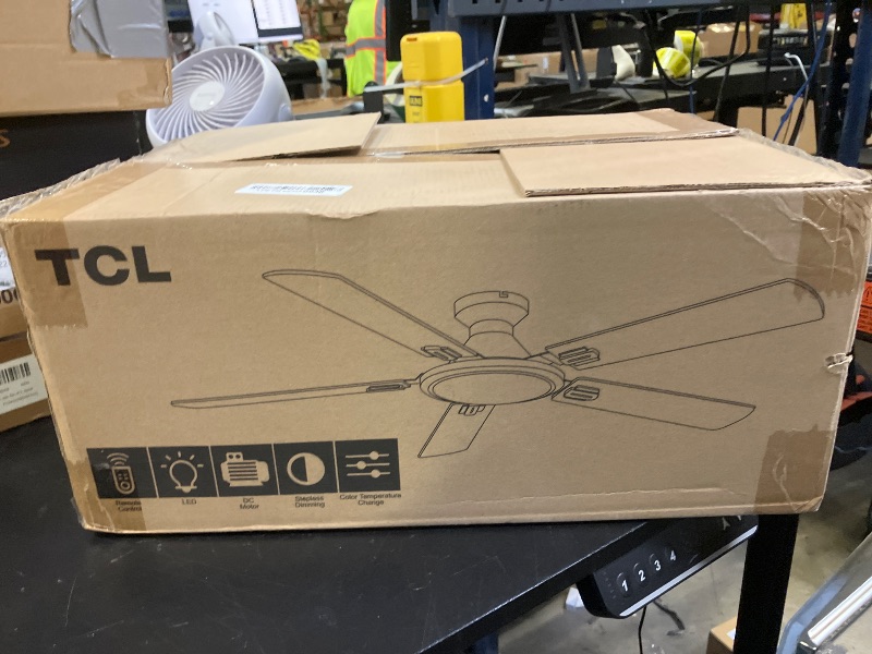 Photo 1 of TCL Ceiling Fans with Lights, 52 Inch Low Profile Ceiling Fan with Light and Remote Control, Flush Mount, DC Reversible Motor, Noiseless, 6 Speeds Ceiling Fan for Bedroom (White)