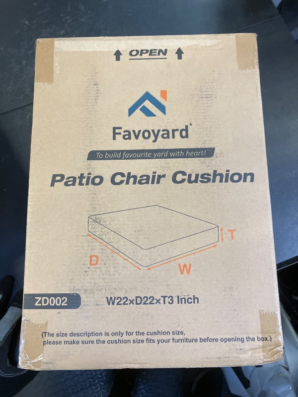 Photo 1 of Favoyard Patio Chair Cushions 22 x 22 x 3 Inch Waterproof Outdoor Seat Cushions for Patio Furniture 3-Year Color Fastness Garden Sofa Couch Chair Pads with Handle & Adjustable Straps Set of 2, Spice