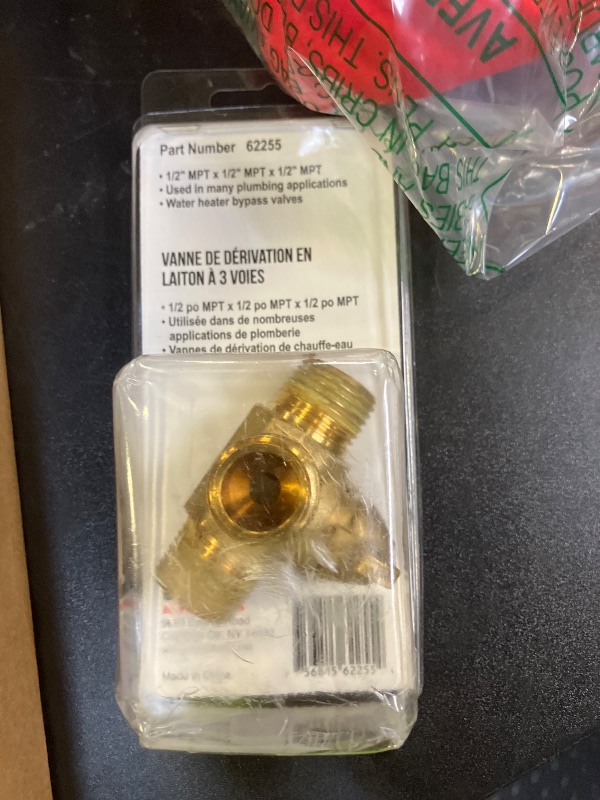 Photo 1 of JR Products 62255 3-Way Brass Diverter Valve - 1/2" MPT x 1/2" MPT x 1/2" MPT