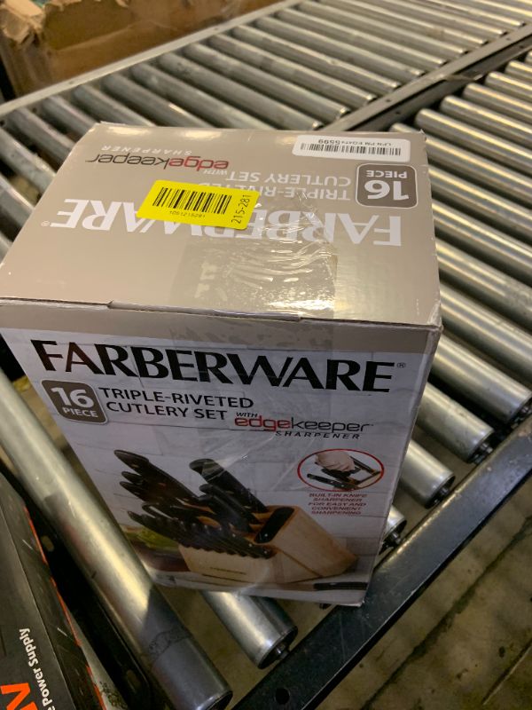 Photo 1 of Farberware Edgekeeper Triple Rivet Block Set with Built in Knife Sharpener, 16-Piece, Black