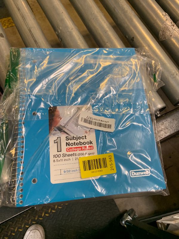 Photo 1 of Dunwell 1-Subject Notebook College Ruled, (Blue) 100 Sheets (200 Pages), Perforated Paper, 3 Hole Punched, Spiral Notebook 8.5 x 11, Protective Plastic Cover, Divider with Pockets
