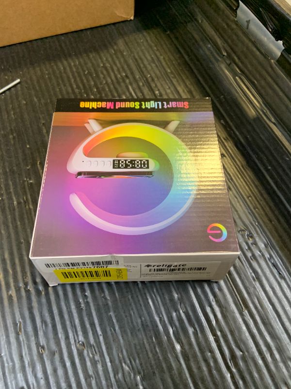 Photo 1 of Treligate LED Table Lamp with Wireless Charger, Mini G Atmosphere Lamp with Bluetooth Speaker, Night Light Lamp Sunrise Alarm Clock, Smart Light Sound Machine for Bedroom?Mini Size ???