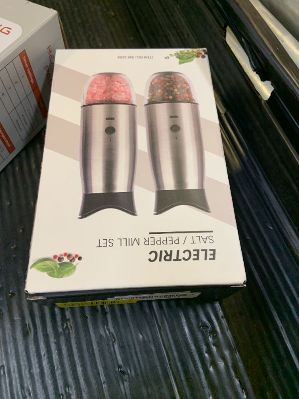 Photo 1 of Gravity Electric Salt and Pepper Grinder Set, USB Rechargeable, No Battery Needed, Adjustable Coarseness, Automatic Mill Grinder with Warm LED Light, One Hand Operated for Kitchen, Restaurant, Outdoor