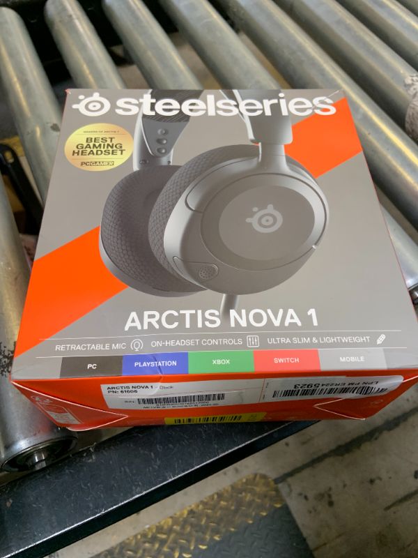 Photo 1 of SteelSeries Arctis Nova 1 Multi-System Gaming Headset — Hi-Fi Drivers — 360° Spatial Audio — Comfort Design — Durable — Ultra Lightweight — Noise-Cancelling Mic — PC, PS5/PS4, Switch, Xbox - Black