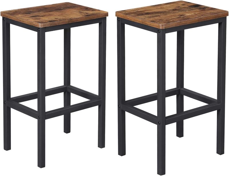 Photo 1 of VASAGLE Bar Stools, Set of 2 Bar Chairs, Kitchen Breakfast Bar Stools with Footrest, Industrial in Living Room, Party Room, Rustic Brown and Black ULBC65 
