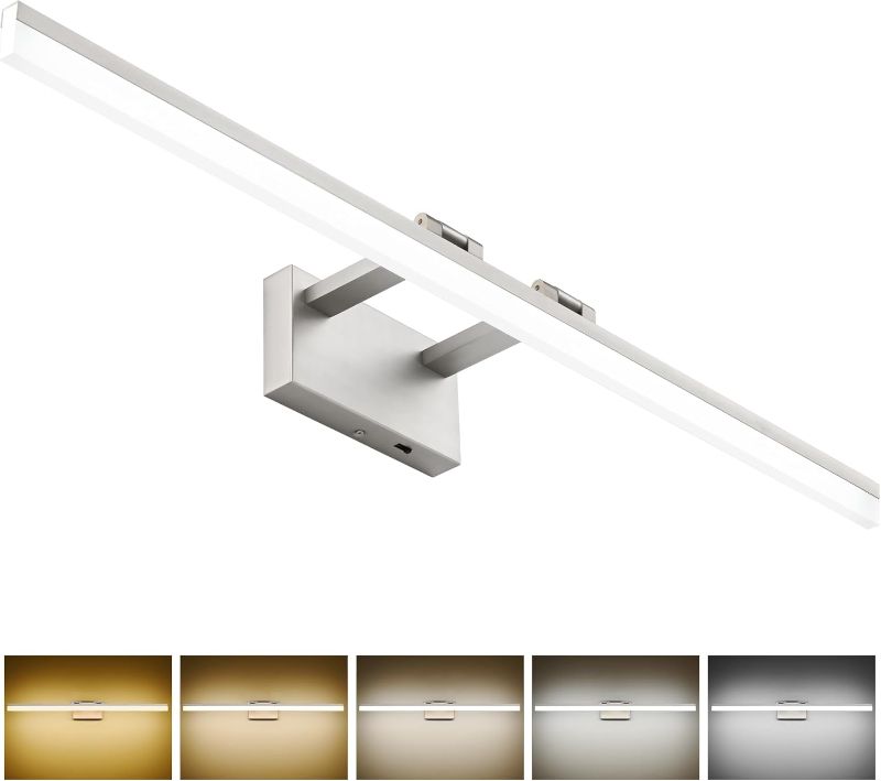 Photo 1 of SOLFART 39.4 Inch 5 Color Temperature Dimmable Brushed Nickel Bathroom Light Fixture Vanity Light Over Mirror Modern Bathroom Lights Over Mirror 5CCT
