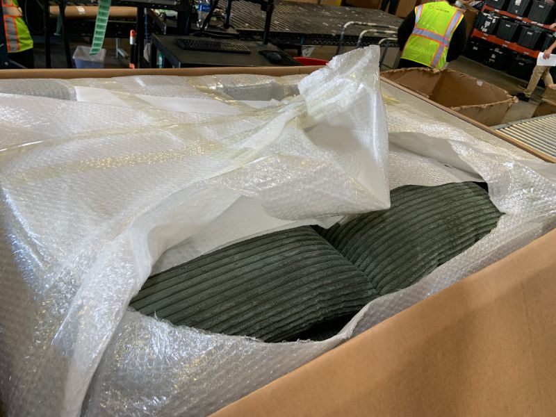 Photo 1 of ONLY BOX 1 OF 2, MISSING BOX 2 OF 2- Container Furniture Direct Luxe Oversized Two-Piece Sectional Couches for Living Room, 102.4-Inch L Shaped Sofa with Chaise, Upholstered with Corduroy Fabric, Dark Green (Left Facing)