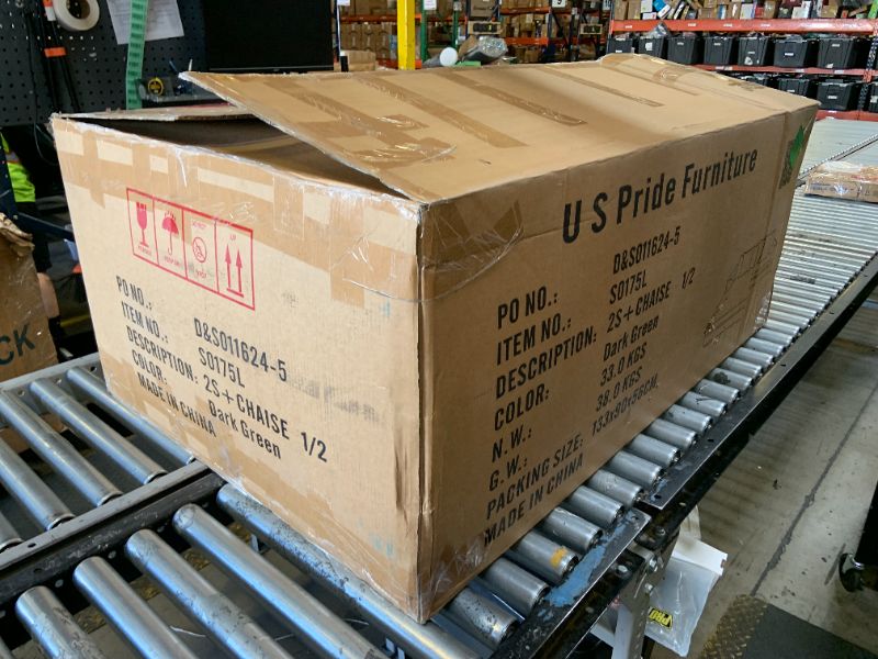 Photo 1 of ONLY BOX 1 OF 2, MISSING BOX 2 OF 2- Container Furniture Direct Luxe Oversized Two-Piece Sectional Couches for Living Room, 102.4-Inch L Shaped Sofa with Chaise, Upholstered with Corduroy Fabric, Dark Green (Left Facing)