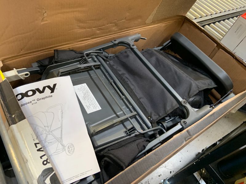 Photo 1 of Joovy Caboose Sit and Stand Double Stroller with Rear Bench and Standing Platform, 3-Way Reclining Seats, Optional Rear Seat, and Universal Car Seat Adapter (Black)