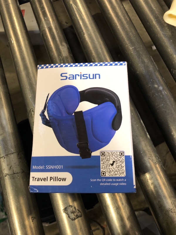 Photo 1 of SARISUN Travel Pillows for Airplanes, Airplane Pillow for Long Flight, Airplane Head Strap with Eye Mask for Sleep, Travel Neck Pillow for Car Road Trip, 360° Support Headrest, Stop Bobblehead, Black