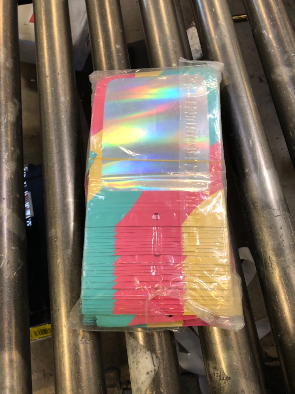 Photo 1 of 100 Pieces Resealable Bags with Clear Window, Holographic Multicolored Packaging Bags Transparent Small Business Party Mylar Zip Bags Sample Bags 5.5x7.8 Inch