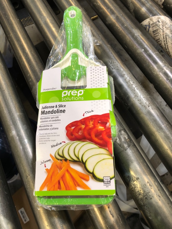 Photo 1 of PrepSolutions Adjust-A-Slice & Julienne Mandoline, White & Green – Adjustable Slicer for Fruits and Vegetables