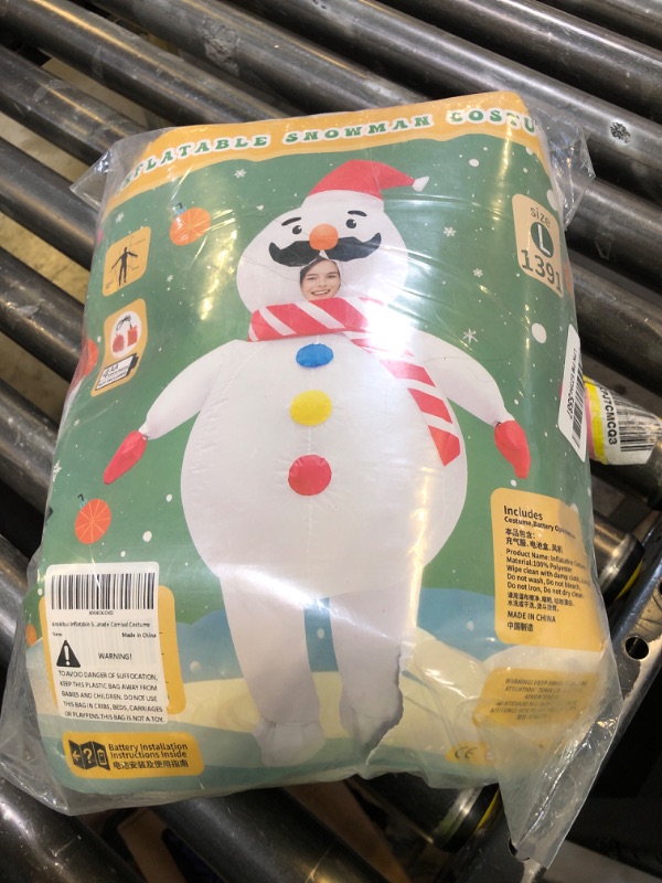 Photo 1 of Arokibui Inflatable Snowman Costume Funny Blow up Christmas Costume Cosplay Party Halloween Christmas Suit Festival Parade Carnival Suit