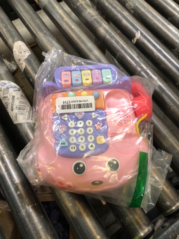 Photo 1 of Baby Phone Toy,Baby Toy Phone Cartoon Baby Piano Music Light Toy Children Pretend Phone, Kids Cell Phone Girl with Light Parent-Child Interactive Toy Gift Game Boy Girl Early Education Gift Pink 18M+