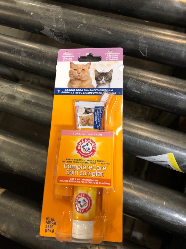 Photo 1 of Arm & Hammer for Pets Complete Care Cat & Kitten Dental Kit | Includes 2.5 oz Tuna Flavor Enzymatic Cat Toothpaste, Cat Toothbrush, and Rubber Finger Brush for Cats