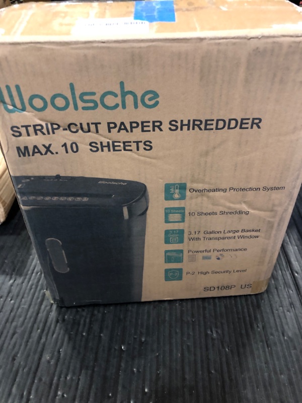 Photo 1 of Home Office Paper Shredder,Woolsche 10-Sheet Strip Cut with 3.17-Gallon Basket,P-2 Security Level,CD & Credit Card Shredder,Durable & Fast - Jam Proof System - ETL Certified