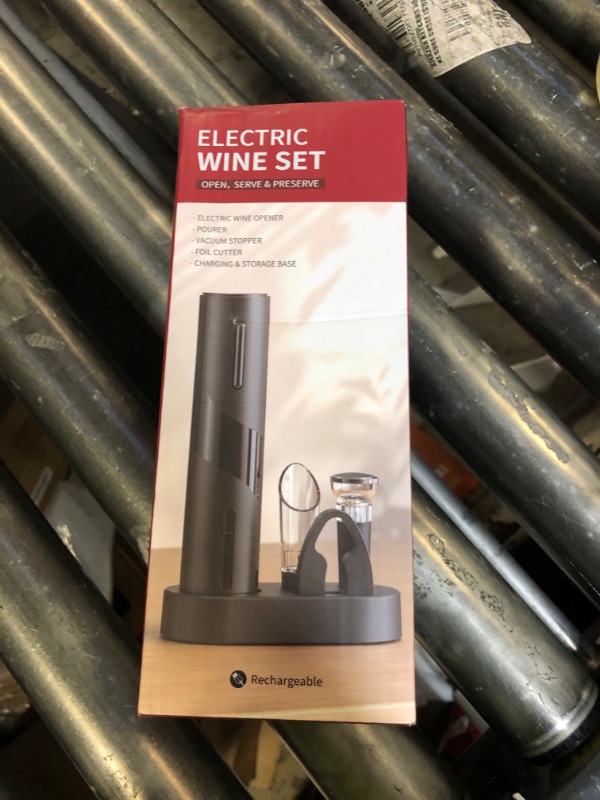 Photo 1 of CIRCLE JOY Electric Wine Bottle Opener Set Rechargeable Wine Corkscrew Cordless Wine Opener Gift Set with Charging Base, Foil Cutter, Wine Aerator Pourer and Vacuum Wine Stopper