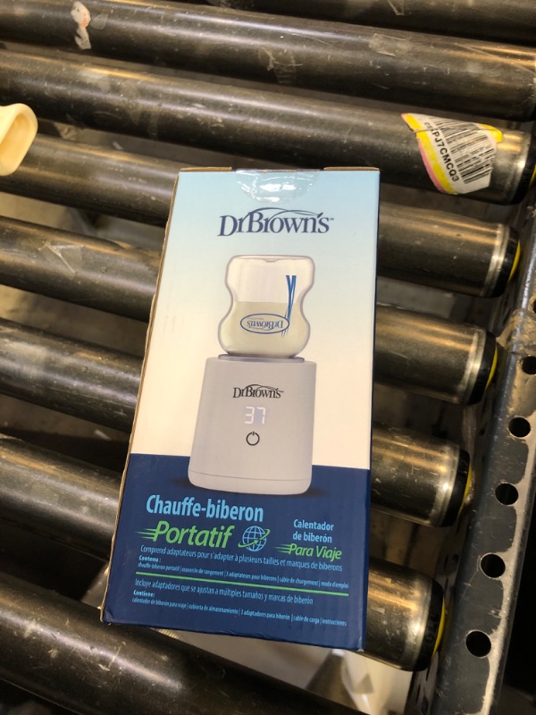 Photo 1 of Dr. Brown's Travel Baby Bottle Warmer, Quickly Warms Breast Milk and Water for Formula On-The-Go, Portable, Rechargeable, Cordless with 3 Bottle Adapters