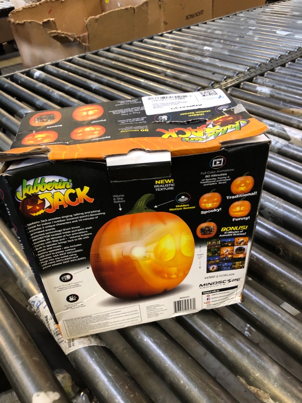 Photo 1 of ANIMAT3D Jabberin' Jack Motion Sensor 12 Inch XL Talking Animated Orange Pumpkin with Built in Video Projector and Speaker Includes 80 Minutes of Content
