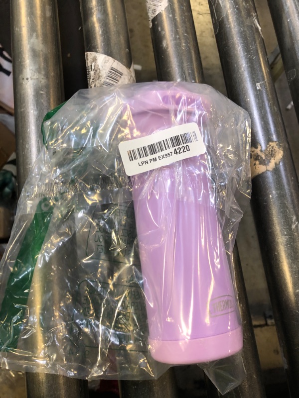 Photo 1 of THERMOS FUNTAINER 16 Ounce Stainless Steel Vacuum Insulated Bottle with Wide Spout Lid, Neon Purple