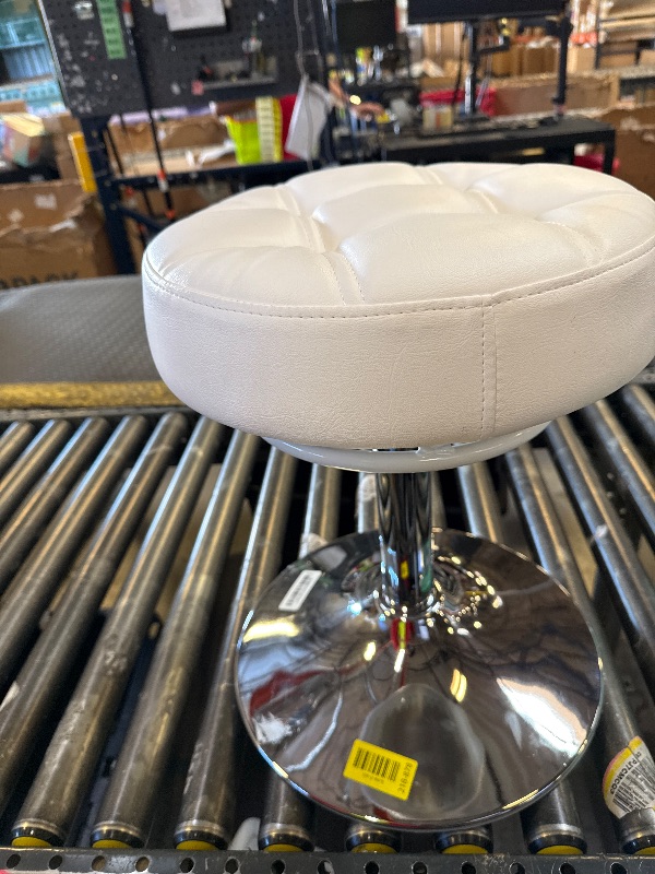 Photo 1 of Adjustable Ottoman Vanity Stools - 360° Swivel Height Adjustable?Comfortable Faux Leather?Rubber Protective Floor Makeup Stool for Bathroom Vanity?Bedroom?Living Room?Entryway?Offices (Premium White)
