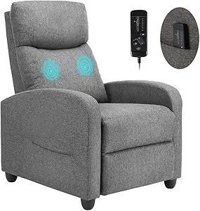 Photo 1 of Massage Chair, Adjustable Feature for Adults, Fabric Recliner Sofa with Padded Seat Backrest for Home Theater, Living Room and Bedroom?Grey
