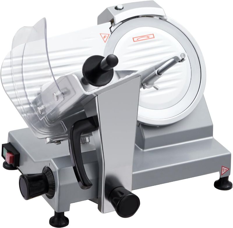 Photo 1 of  Commercial Meat Slicer, 12 in Electric Food Slicer - Semi-Auto 270W, Stainless Steel, Adjustable Thickness 0-15 mm, Silver, Home & Commercial Use