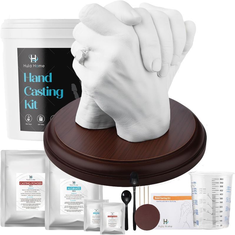 Photo 1 of Hula Home Hand Casting Kit for Couples or Family with Mounting Plaque | Anniversary DIY Gifts Her & Him, Keepsake Sculpture Wedding Kids,