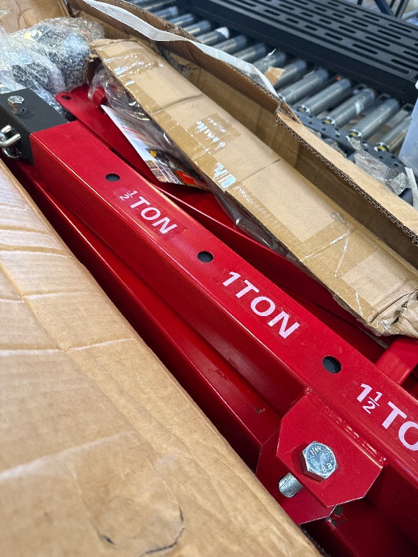 Photo 1 of For parts* ___Garvee Engine Hoist Cherry Picker 2 Ton Hydraulic Shop Crane Red, Collapsible Frame, 360° Swivel Casters, Adjustable Boom, Heavy Duty Lifting
