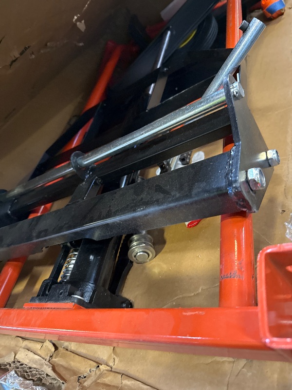 Photo 1 of LuminaLiftCure Hydraulic Material Lift Pallet Truck 441 lbs Manual Winch Stacker 36" Max Lift Height, Lift Table Cart