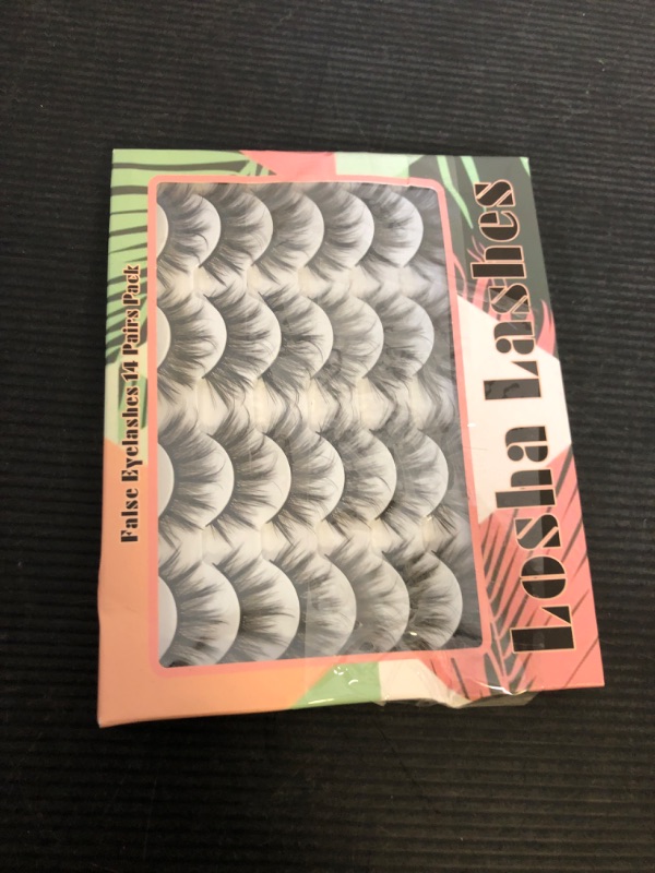 Photo 1 of Losha Eyelashes Natural Look Faux Mink Lashes Pack Handmade Fluffy False Eyelashes 14 Pairs Cat Eye Lashes (54)
