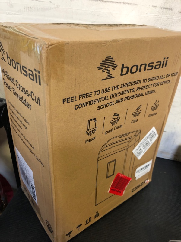 Photo 1 of Bonsaii 10-Sheet Cross Cut Paper Shredder, 5.5 Gal Home Office Heavy Duty Shredder for Credit Card, Staple, Clip with Transparent Window(C209-D)