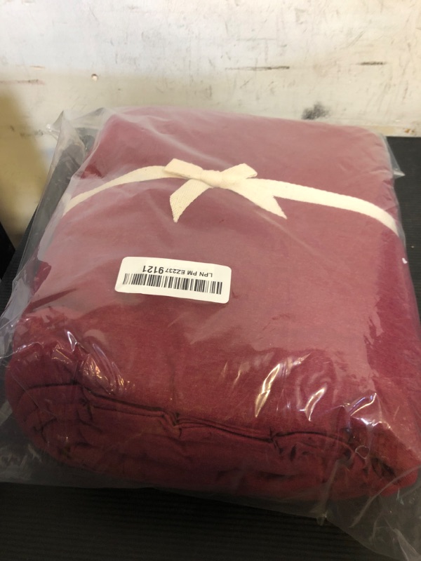 Photo 1 of PURE ERA Jersey Knit Duvet Cover Set 100% T-Shirt Cotton Super Soft Comfy 3pc Bedding Set with Zipper Closure (Heather Burgundy Red, King)