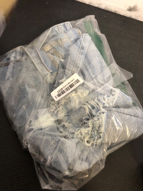 Photo 1 of SOLY HUX Women's Summer Ripped Denim Shorts Y2k Wide Leg Baggy Cropped Jeans Capris Pants Plain Light Blue Small
